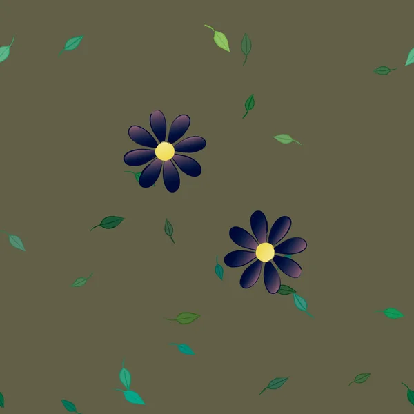 色彩斑斓的花朵和绿叶为背景 矢量图解 — 图库矢量图片