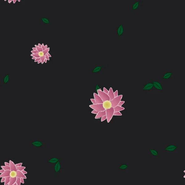 Composição Bonita Com Flores Coloridas Simples Folhas Verdes Fundo Ilustração —  Vetores de Stock