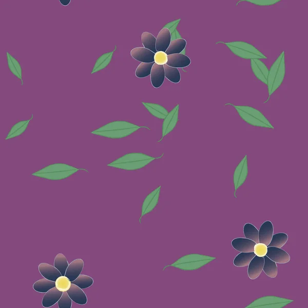 Fleurs Simples Avec Des Feuilles Vertes Composition Libre Illustration Vectorielle — Image vectorielle