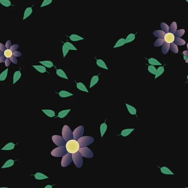 Hermosa Composición Con Flores Colores Simples Hojas Verdes Fondo Ilustración — Archivo Imágenes Vectoriales