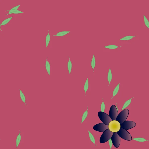 Composição Design Com Flores Simples Folhas Verdes Ilustração Vetorial —  Vetores de Stock