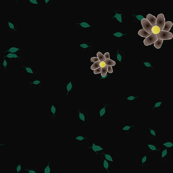 Цветные Цветы Зеленые Листья Заднем Плане Векторная Иллюстрация — стоковый вектор