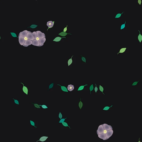 Gekleurde Bloemen Groene Bladeren Achtergrond Vector Illustratie — Stockvector