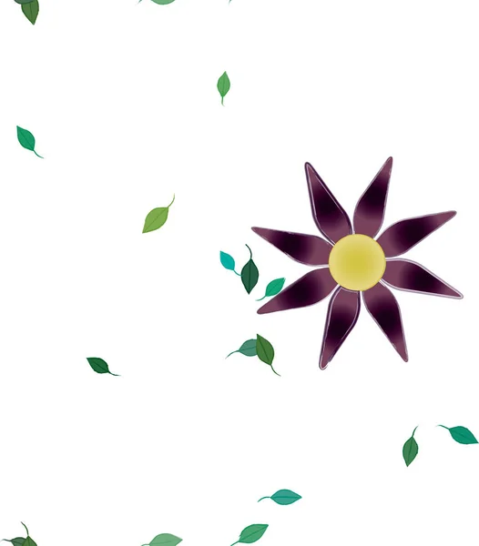 Flores Con Hojas Verdes Composición Libre Ilustración Vectorial — Vector de stock