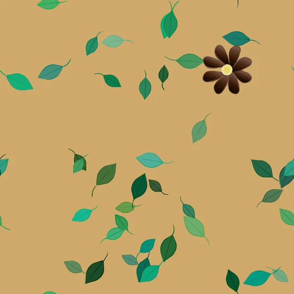 Flores Con Hojas Verdes Composición Libre Ilustración Vectorial — Vector de stock