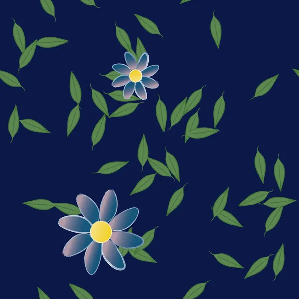 Composição Design Com Flores Simples Folhas Verdes Ilustração Vetorial — Vetor de Stock