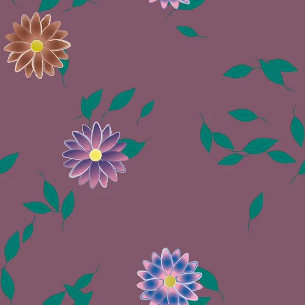 Fleurs Aux Feuilles Vertes Composition Libre Illustration Vectorielle — Image vectorielle