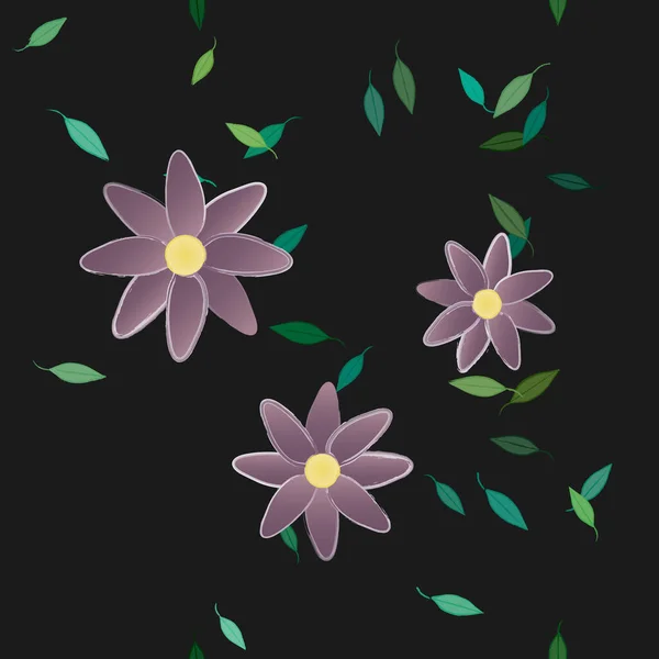 Fleurs Colorées Feuilles Vertes Arrière Plan Illustration Vectorielle — Image vectorielle