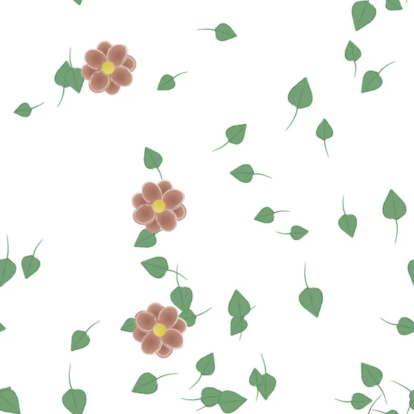 Flores Colores Hojas Verdes Fondo Ilustración Vectorial — Archivo Imágenes Vectoriales