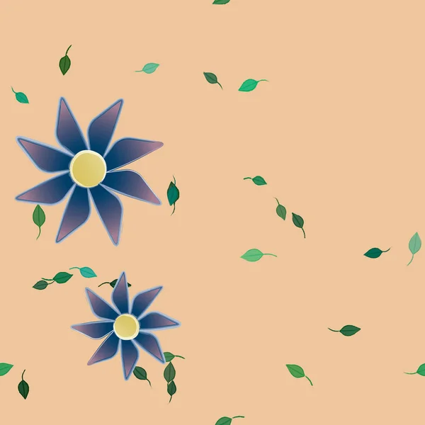 Fleurs Colorées Feuilles Vertes Arrière Plan Illustration Vectorielle — Image vectorielle