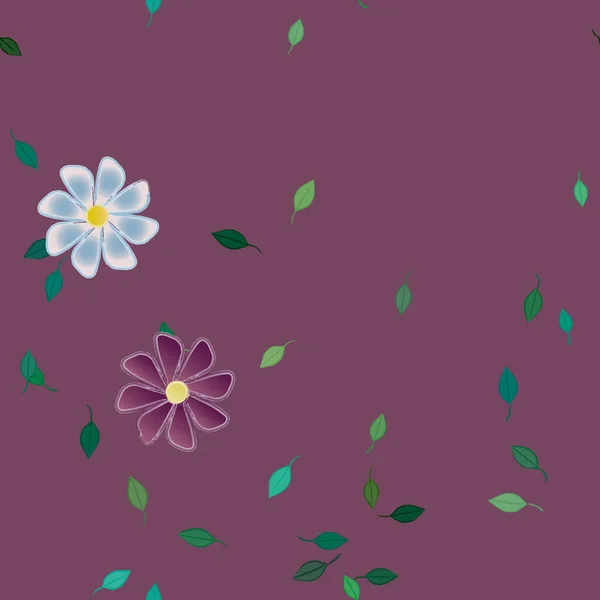 Flores Colores Hojas Verdes Fondo Ilustración Vectorial — Archivo Imágenes Vectoriales