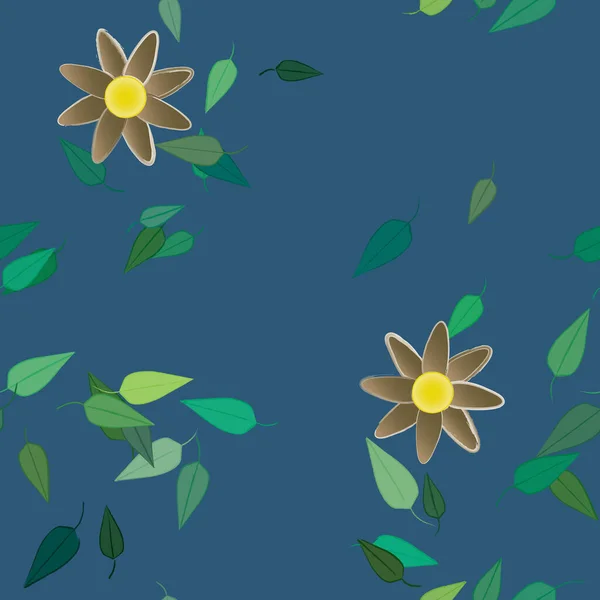 Fleurs Aux Feuilles Vertes Composition Libre Illustration Vectorielle — Image vectorielle