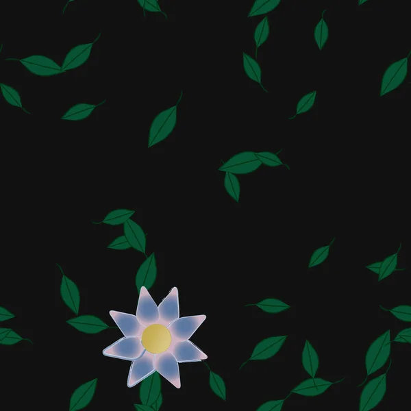 Plantilla Vector Con Flores Coloridas Simples Hojas Verdes — Archivo Imágenes Vectoriales