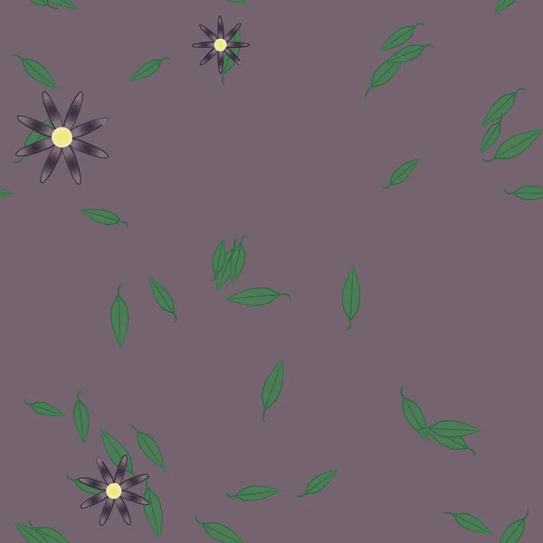 Modèle Vectoriel Avec Des Fleurs Colorées Simples Des Feuilles Vertes — Image vectorielle