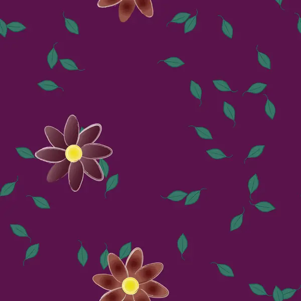 Composición Diseño Con Flores Simples Hojas Verdes Ilustración Vectorial — Vector de stock