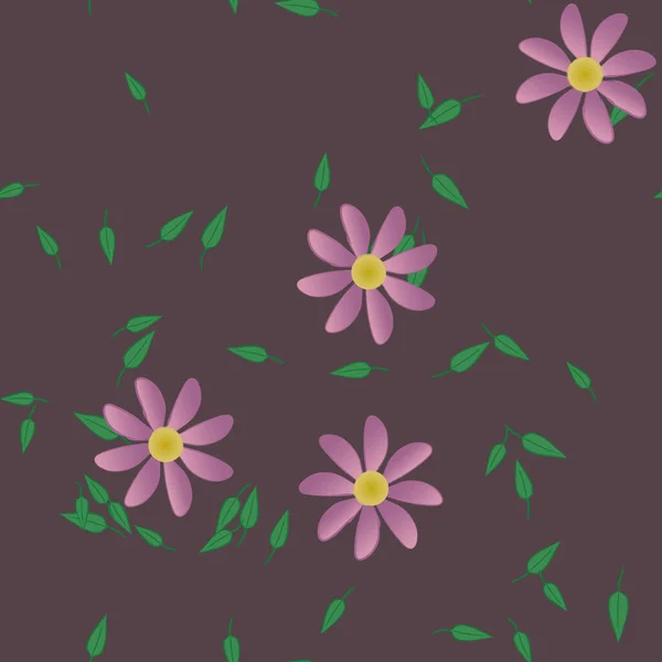 Fleurs Aux Feuilles Vertes Composition Libre Illustration Vectorielle — Image vectorielle