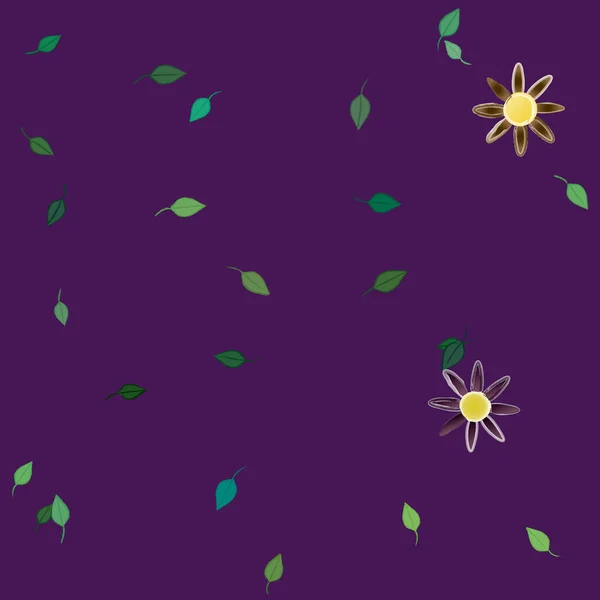 Flores Con Hojas Verdes Composición Libre Ilustración Vectorial — Vector de stock