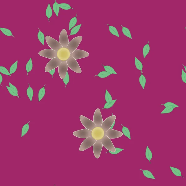 Flores Con Hojas Verdes Composición Libre Ilustración Vectorial — Archivo Imágenes Vectoriales