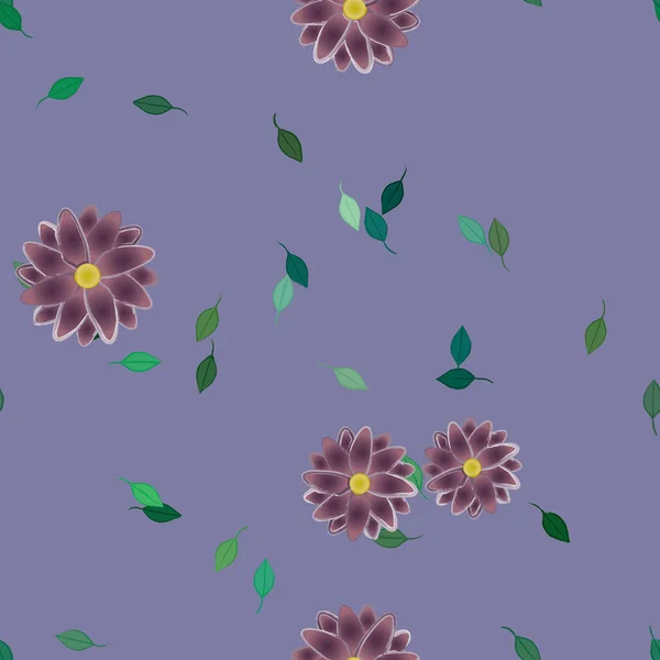 Hermosa Composición Con Flores Colores Simples Hojas Verdes Fondo Ilustración — Vector de stock