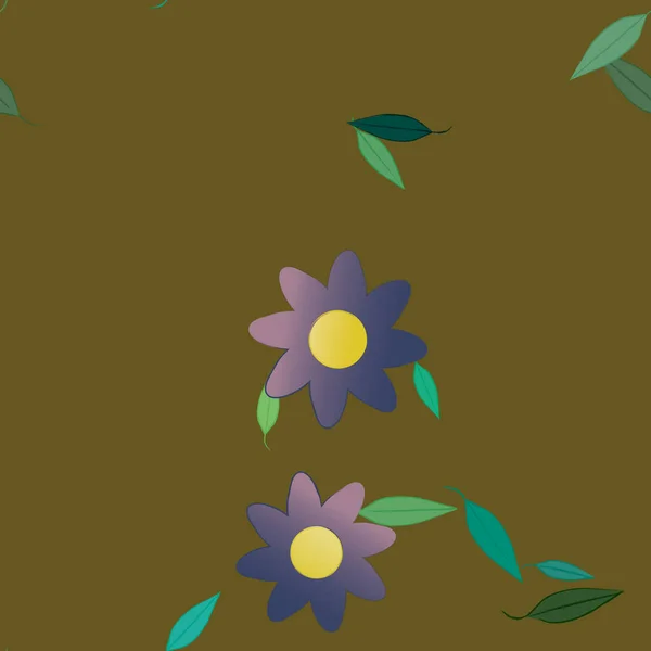 Fleurs Colorées Feuilles Vertes Arrière Plan Illustration Vectorielle — Image vectorielle