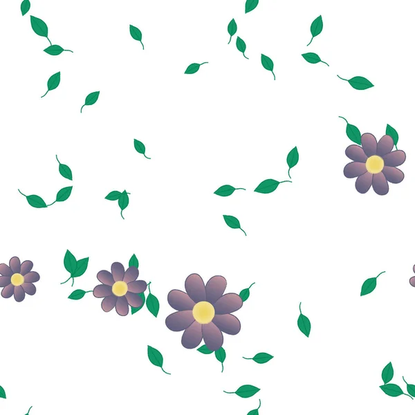 Composição Livre Com Flores Coloridas Simples Folhas Verdes Para Papel —  Vetores de Stock