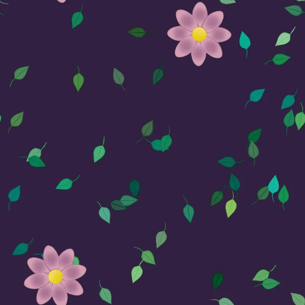 Όμορφη Σύνθεση Απλά Χρωματιστά Λουλούδια Και Πράσινα Φύλλα Στο Παρασκήνιο — Διανυσματικό Αρχείο