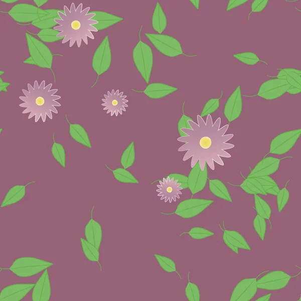 Belle Composition Avec Des Fleurs Colorées Simples Des Feuilles Vertes — Image vectorielle