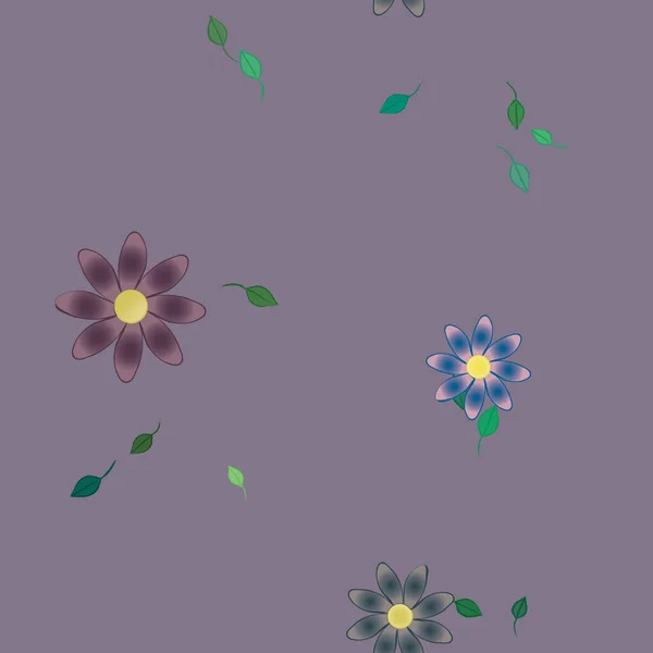 Belle Composition Avec Des Fleurs Colorées Simples Des Feuilles Vertes — Image vectorielle