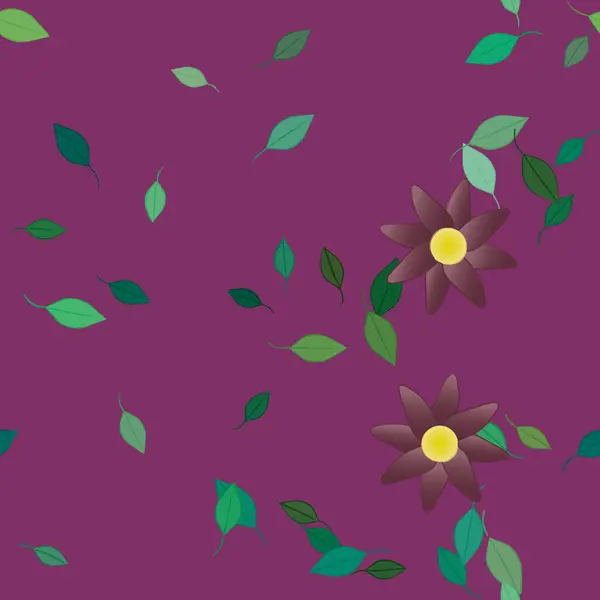 Belle Composition Avec Des Fleurs Colorées Simples Des Feuilles Vertes — Image vectorielle