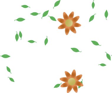 Serbest kompozisyonda yeşil yapraklı çiçekler, vektör illüstrasyonu