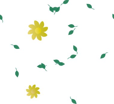 Basit renkli çiçekler ve yeşil yapraklı vektör şablonu