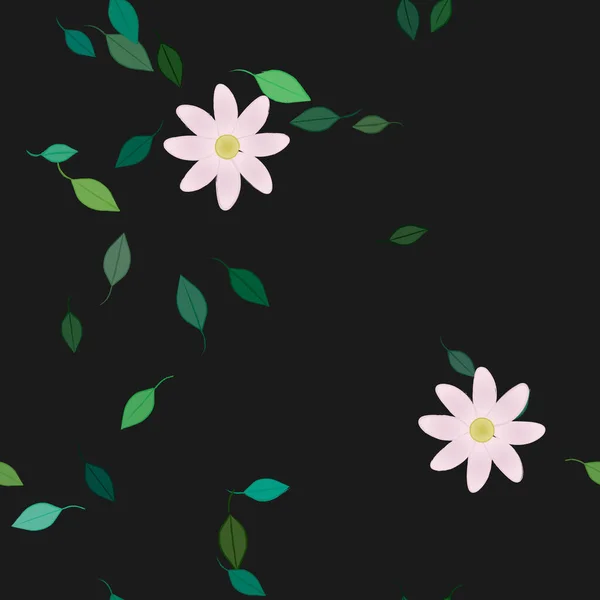 Composición Libre Con Flores Colores Simples Hojas Verdes Para Papel — Vector de stock