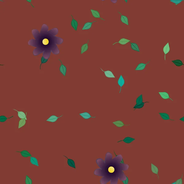 Fri Sammensætning Med Enkle Farverige Blomster Grønne Blade Til Tapet – Stock-vektor