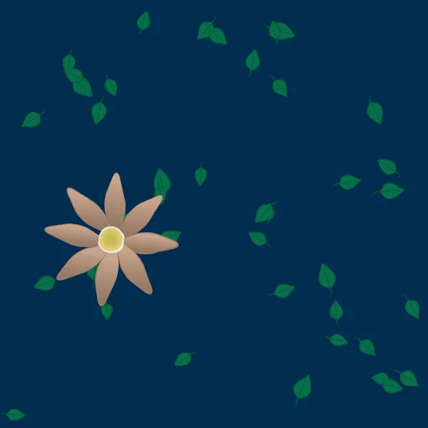 Flores Con Hojas Verdes Composición Libre Ilustración Vectorial — Vector de stock