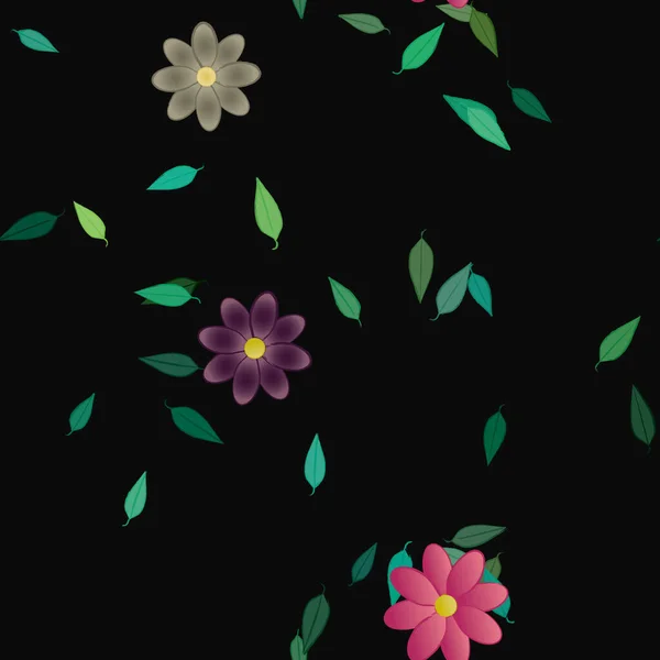 Composición Libre Con Flores Colores Simples Hojas Verdes Para Papel — Vector de stock