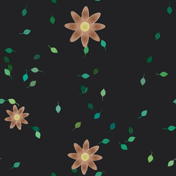 Flores Colores Hojas Verdes Fondo Ilustración Vectorial — Vector de stock