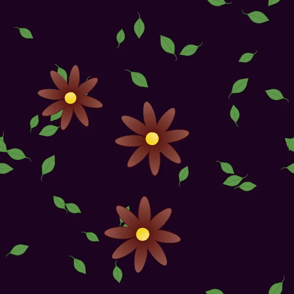 Flores Colores Hojas Verdes Fondo Ilustración Vectorial — Archivo Imágenes Vectoriales