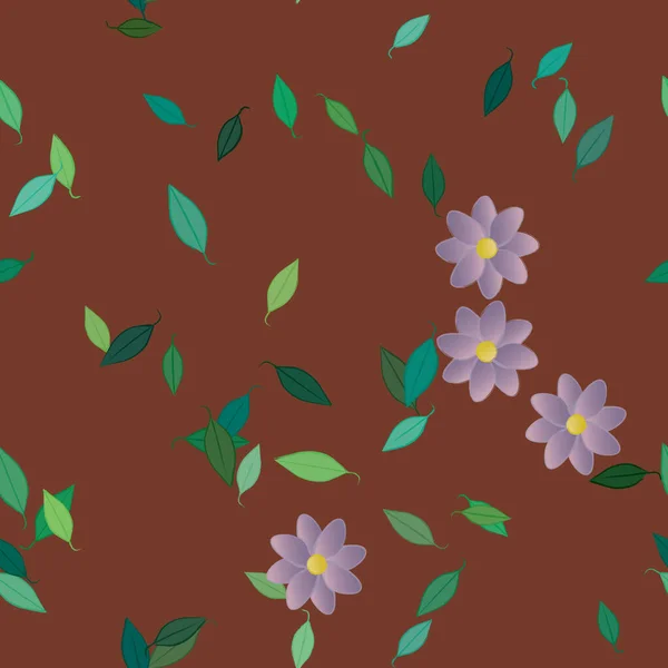 Composición Diseño Con Flores Simples Hojas Verdes Ilustración Vectorial — Vector de stock