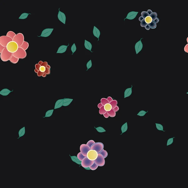 ดอกไม ใบส ยวในการประกอบฟร ภาพเวกเตอร — ภาพเวกเตอร์สต็อก