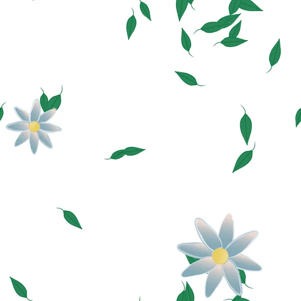 Bloemen Met Groene Bladeren Vrije Samenstelling Vector Illustratie — Stockvector