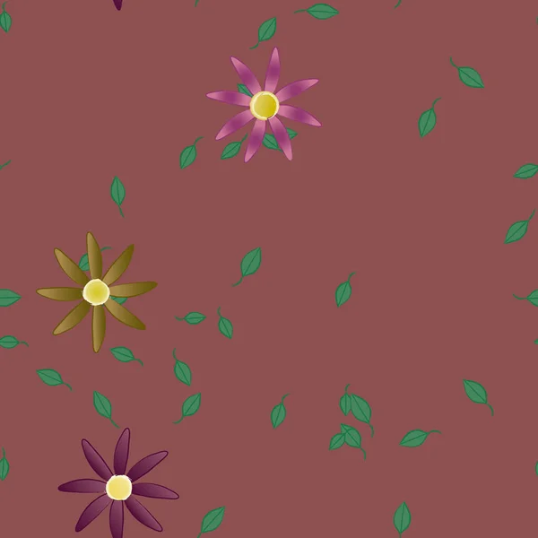 Flores Con Hojas Verdes Composición Libre Ilustración Vectorial — Archivo Imágenes Vectoriales