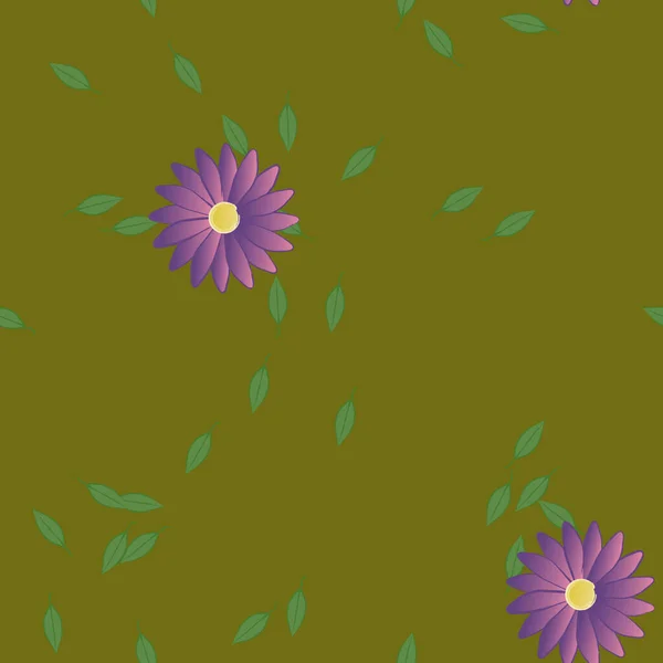 Flores Con Hojas Verdes Composición Libre Ilustración Vectorial — Vector de stock