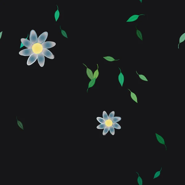Barevné Květy Zelené Listy Pozadí Vektorové Ilustrace — Stockový vektor