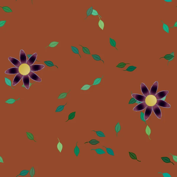 Composición Libre Con Flores Colores Simples Hojas Verdes Para Papel — Vector de stock