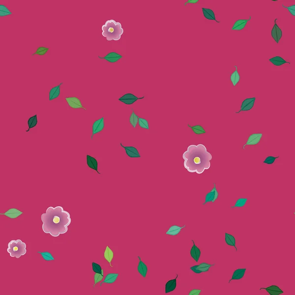 Flores Con Hojas Verdes Composición Libre Ilustración Vectorial — Archivo Imágenes Vectoriales