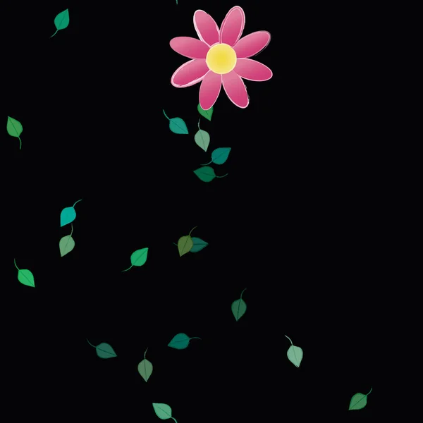 Flores Colores Hojas Verdes Fondo Ilustración Vectorial — Archivo Imágenes Vectoriales