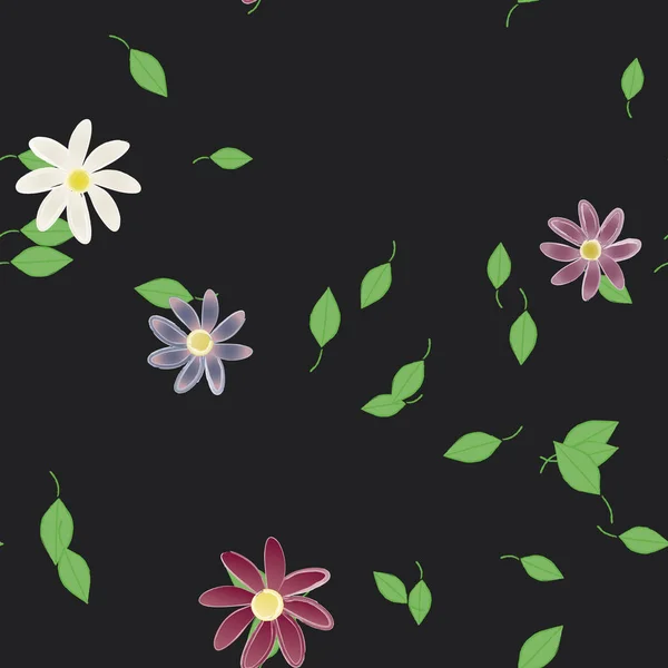 Fleurs Aux Feuilles Vertes Composition Libre Illustration Vectorielle — Image vectorielle