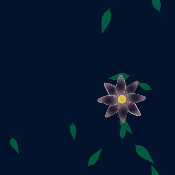 Farbige Blüten Und Grüne Blätter Hintergrund Vektorillustration — Stockvektor