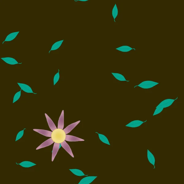 Flores Con Hojas Verdes Composición Libre Ilustración Vectorial — Vector de stock