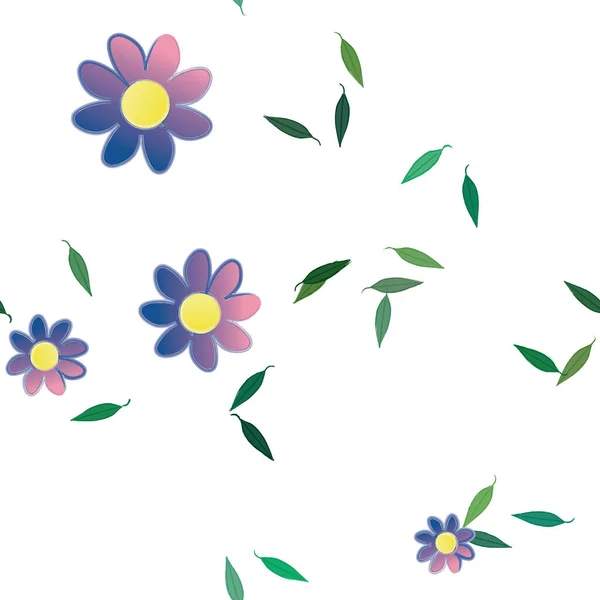 Blomster Med Grønne Blader Fri Sammensetning Vektorillustrasjon – stockvektor